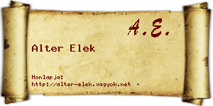 Alter Elek névjegykártya
